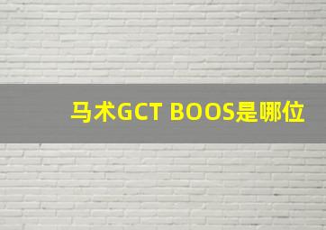 马术GCT BOOS是哪位